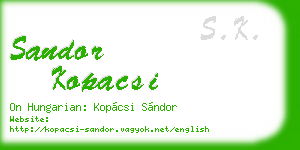 sandor kopacsi business card