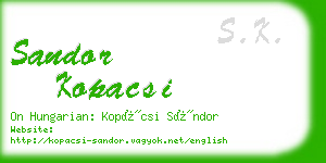 sandor kopacsi business card